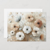 Moderne, beige-rosa 3 Blume Postkarte (Vorne/Hinten)