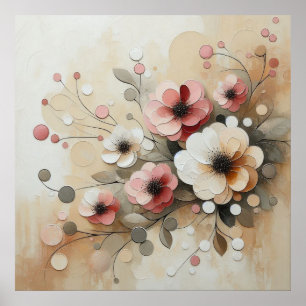 Moderne beige-rosa Blume 26 Poster