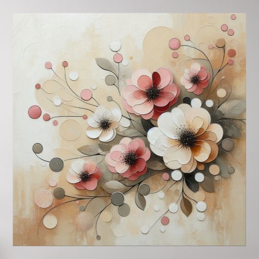 Moderne beige-rosa Blume 26 Poster (Vorne)