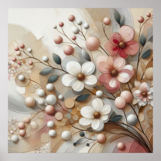 Moderne beige-rosa Blume 29 Poster (Vorne)
