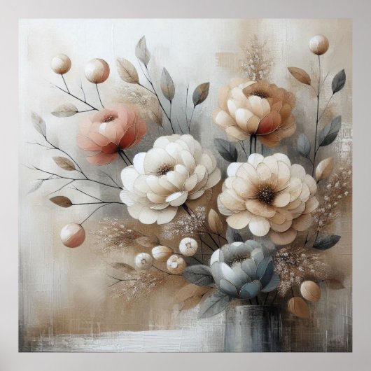 Moderne beige-rosa Blume 30 Poster (Vorne)