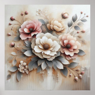 Moderne beige-rosa Blume 36 Poster