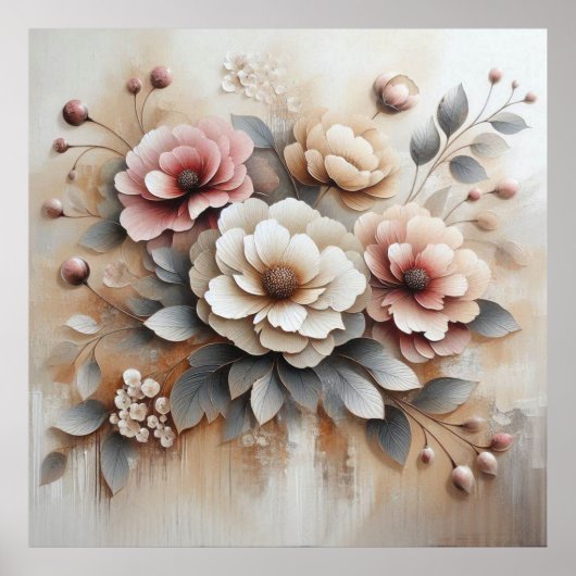 Moderne beige-rosa Blume 36 Poster (Vorne)