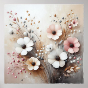 Moderne beige-rosa Blume 39 Poster