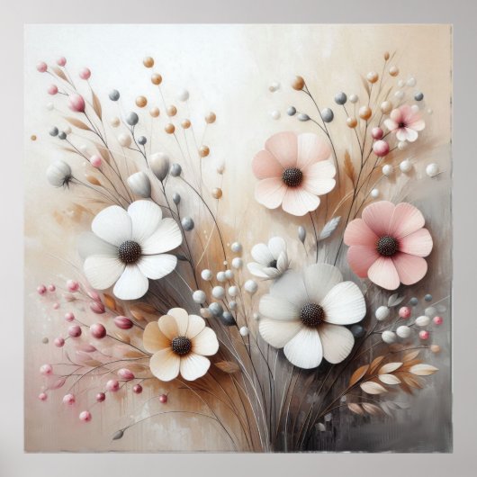 Moderne beige-rosa Blume 39 Poster (Vorne)