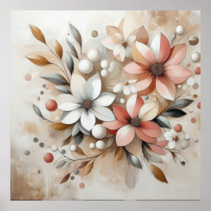 Moderne beige-rosa Blume 44 Poster