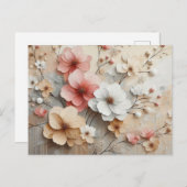 Moderne beige-rosa Blume Postkarte (Vorne/Hinten)
