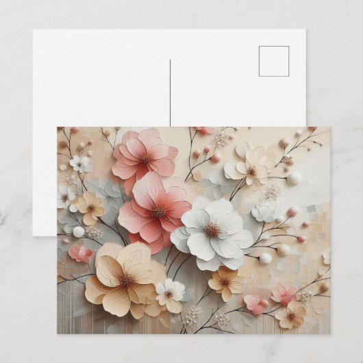 Moderne beige-rosa Blume Postkarte (Vorne/Hinten)