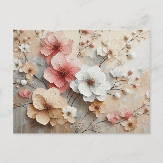 Moderne beige-rosa Blume Postkarte (Vorderseite)