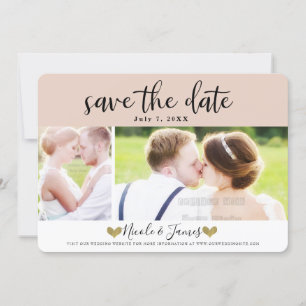 Moderne beige Rosa Save-the-Date-Foto-Hochzeit Einladung