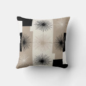 Moderne Beige, Schwarz-weiße Sternexplosion Minima Kissen (Rückseite)