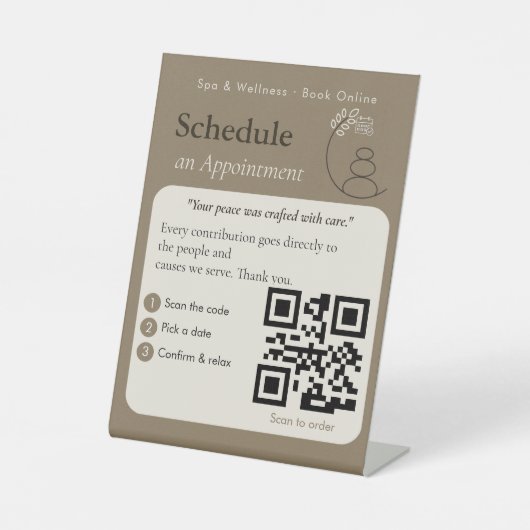 Moderne Beige Terminplan QR-Code-Schild Sockelschild (Vorderseite)