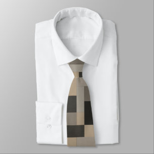 Moderne Beige- und Schwarze Geometrie Krawatte