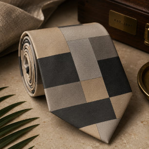 Moderne Beige- und Schwarze Geometrie Krawatte