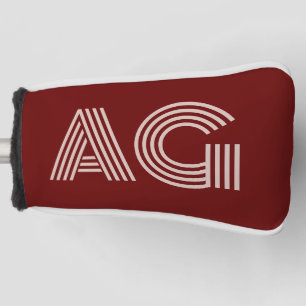 Moderne Beige- und Weinmonogramm Golf Headcover
