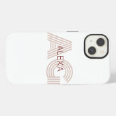 Moderne Beige- und Weinmonogramm iPhone Hülle (Rückseite (Horizontal))
