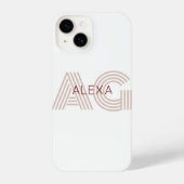 Moderne Beige- und Weinmonogramm iPhone Hülle (Rückseite)