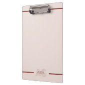 Moderne Beige- und Weinmonogramm Klemmbrett (Links)