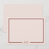 Moderne Beige- und Weinmonogramm Mitteilungskarte (Vorne/Hinten)