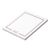 Moderne Beige- und Weinmonogramm Notizblock (Rotiert)