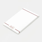 Moderne Beige- und Weinmonogramm Post-it Klebezettel (angewinkelt)