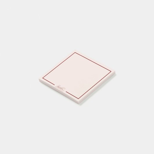 Moderne Beige- und Weinmonogramm Post-it Klebezettel (angewinkelt)