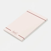 Moderne Beige- und Weinmonogramm Post-it Klebezettel (angewinkelt)
