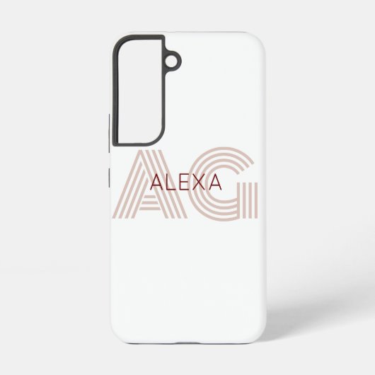 Moderne Beige- und Weinmonogramm Samsung Galaxy Hülle (Rückseite)