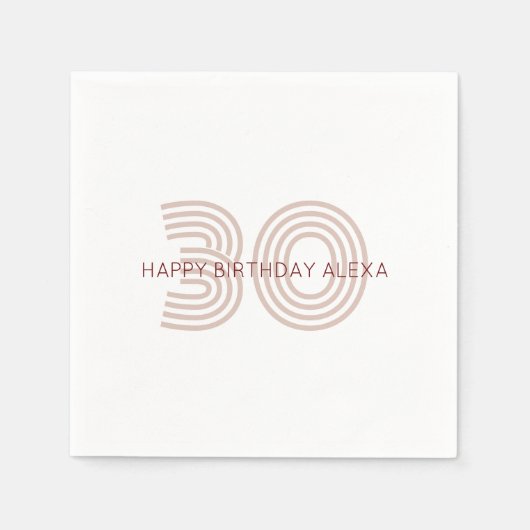 Moderne Beige- und Weinmonogramm Serviette (Vorderseite)