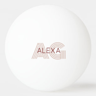 Moderne Beige- und Weinmonogramm Tischtennisball