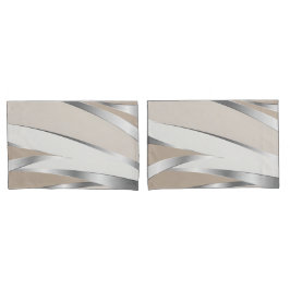 Moderne beige, weiß und silber abstrakt kissenbezug