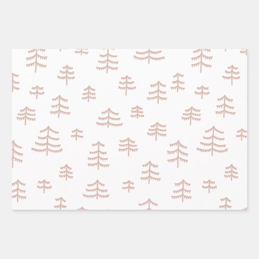 Moderne Beige & weiße Weihnachtsbaumen Schneeflock Geschenkpapier Set (Vorderseite 3)