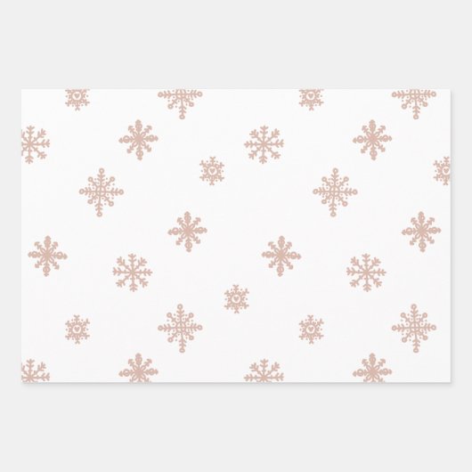 Moderne Beige & weiße Weihnachtsbaumen Schneeflock Geschenkpapier Set (Vorderseite)