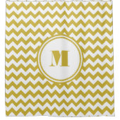 Moderne, beige Zickzack Streifen Duschvorhang (Vorderseite)