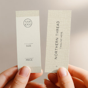 Moderne beigefarbene Textil-Kleidungsmarke Mini Visitenkarte