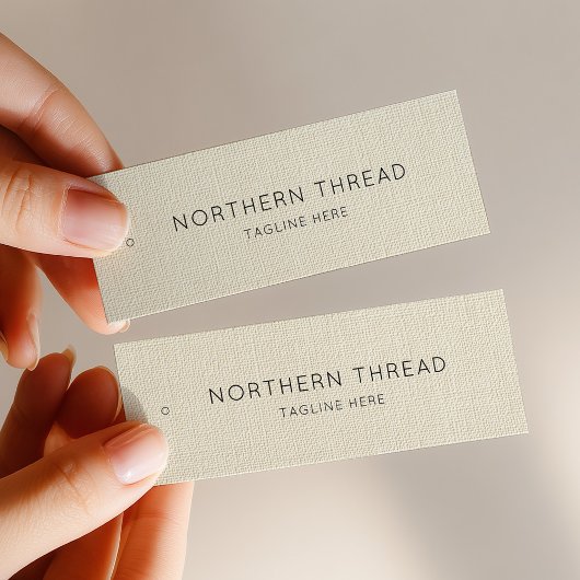 Moderne beigefarbene Textilanhänger mit Textur Mini Visitenkarte