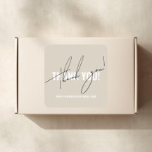 Moderne beigefarbene Verpackung danke