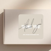 Moderne beigefarbene Verpackung danke Quadratischer Aufkleber