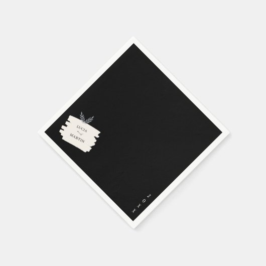 Moderne Beispiel-Blätter beängstigend Schwarze Hoc Serviette (Ecke)