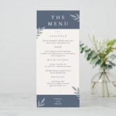Moderne Beispiel-Blätter gestört Hochzeitsessen Menükarte (Stehend Vorderseite)
