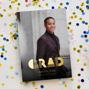 Moderne Bekanntgabe des Grand Foto Gold Foil Folieneinladung