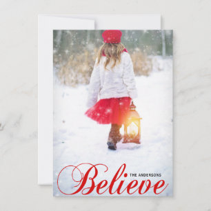 Moderne BELIEVE Weihnachten Rote Schneeflocken F