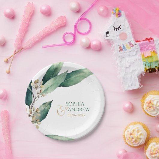 Moderne bemalte botanische Vegetation rustikale Ho Pappteller (Party)