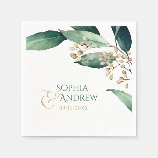 Moderne bemalte botanische Vegetation rustikale Ho Serviette (Vorderseite)