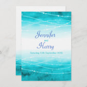 Moderne bemalte funkelnblaue Hochzeit einladen Einladung (Vorne/Hinten)