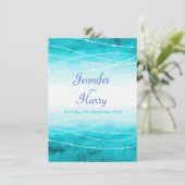 Moderne bemalte funkelnblaue Hochzeit einladen Einladung (Stehend Vorderseite)