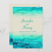 Moderne bemalte Funkelsee Hochzeit einladen Einladung (Vorne/Hinten)