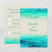 Moderne bemalte Funkelsee Hochzeit RSVP Karte (Vorne/Hinten)