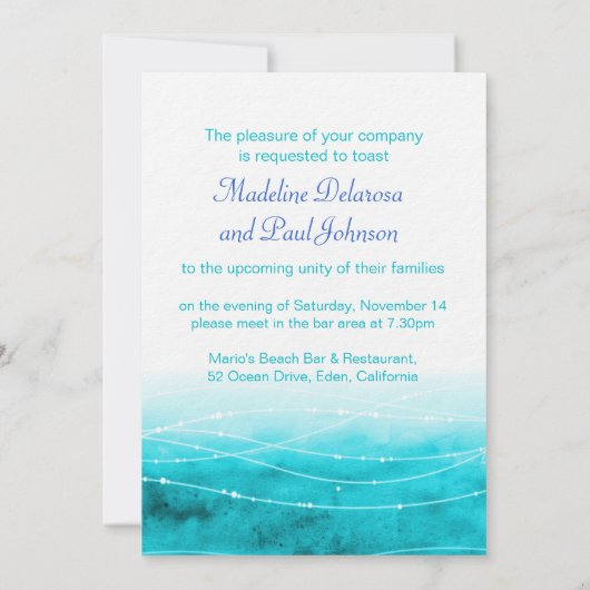 Moderne bemalte Hochzeitsfeier Probe einladen Einladung (Rückseite)