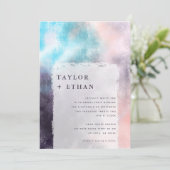 Moderne bemalte Leinwand Hochzeit Einladung (Stehend Vorderseite)